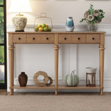 TREXM Retro Console Table with 4 Drawers and Open Shelf, perfect for Entryways, Living Rooms, and N715P202860D