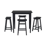 Black Finish 29-inch Bar Height Stools Set of 2pc Saddle Seat Solid Wood Casual Dining Home B01151976