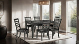 Simple Classic Dark Gray 7pc Set Faux Marble Top Table 6xSide Chairs Leatherette Seats B2741P348915