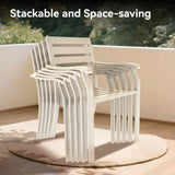 VRSHWO lron Terrace Dining Chairs, a Set of 2 Cream Color Chairs, Metal Chairs, All-Weather W213P335870