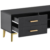 ZUN Modern TV Stand with 5 Champagne legs - Durable, stylish, spacious, versatile storage TVS up to 77" 58347994