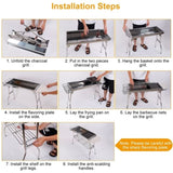 16.7x10x17.7in Portable Charcoal Grill Foldable BBQ Suitcase Grill Shelf For Outdoor Camping Picnics 96506624