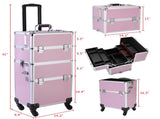 3pcs Trolley-Style Makeup Case with Universal Wheels Aluminum Alloy Cosmetic Trolley Case 58229820