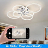 Modern LED, Flush Mount Ceiling Light with Dimmable Remote Control, 6Rings Acrylic Fixture for 33790869