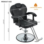 ZUN Classic Reclining barber Chair Salon Chair for Hair Stylist with Heavy Duty Hydraulic Pump, 360&deg; 19137300