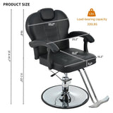 Classic Reclining barber Chair Salon Chair for Hair Stylist with Heavy Duty Hydraulic Pump, 360&deg 19137300
