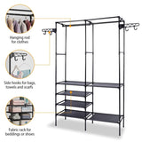 ZUN Clothing Rack Clothes Rack, 66'' Multifunctional Garment Rack for Hanging Clothes, 4 Tiers Portable 44674946