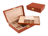 2 Layer Jewelry Box with Mirror for Women Girls Birthday Gifts Brown 56322666