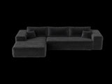 Black Modular Corduroy Sectional Sofa with Chaise Lounge, All-Foam Deep Seat Couch, Soft Wide-Wale 17630337