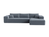 Gray Modular Corduroy Sectional Sofa with Chaise Lounge, All-Foam Deep Seat Couch, Soft Wide-Wale 61332137