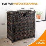 Outdoor Large Wicker Trash Bins, 72 Gallon Hideaway Rattan Trash Cans with Dual Lids for Porch 77993907