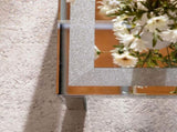Silver Coffee Tables for Living Room with Dazzling Crushed Crystal Border, Clear Glass Rectangle W3081P326484