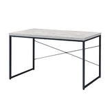 Faux Concrete Top Rectangular Writing Desk, Antique White and Black B016P311345