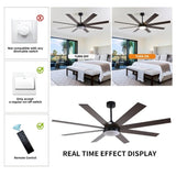 72" Ceiling Fan with Light, 6-Speed Remote Control, Reversible DC Motor, Modern 8 Blades with W1962P347489