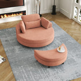 A 51-inch orange corduroy sofa with two throw pillows, a waist pillow and an extra tray is W1658P143718
