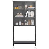 ZUN 59"H Heavy Duty Metal Storage Cabinet,Sideboards & Buffet,Display Storage Cabinet with Glass Doors W2735P186329