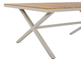 Teak Wood Top with Beige Steel Frame Outdoor Dining Table, 55.12" Rectangular Patio Table with N770P385226B