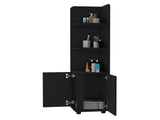 Sunriver Corner Shelf with Cabinet, 3-Tier Shelf, Metal Handles B128P203049