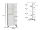 Mott 63" H Linen Bathroom Cabinet with Seven Open Shelves, One Drawer and four legs,White B097P167431