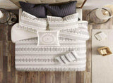 Cotton Jacquard Comforter Mini Set Ivory/Charcoal King/Cal King B035128811