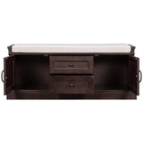 ZUN TREXM Storage Bench with 2 Drawers and 2 Cabinets, Shoe Bench with Removable Cushion for Living WF288172AAP