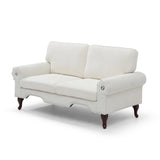66-Inch Modern Linen Loveseat Sofa with Wooden Legs & Crystal button and Copper Nail, Tufted W1117P268786