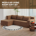 ZUN Modular Sectional Couch, Modern L-Shape Sectional Sofa with Chaise Lounge, Comfy Snow Velet Fabric W2733P183871