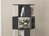 360&deg Rotating 6-Tier Black Bookshelf with Stable Anti-Tip Base, Tall Floor Standing Bookcase & W409P167479