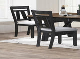 Cottage Style Dining Side Chair 2pc Set Upholstered Seat Wheat Charcoal Finish Dining Room Wooden B011P290536