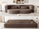 Modern Floor Sofa with 2 Pillows,Convertible Teddy Fabric Foam-Filled Sleeper Sofa Bed,15" Full Size 24303172