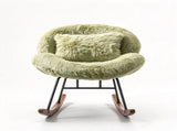 25.59"W x 33.66"D x 29.53"H Indoor Plush Rocking Chair, Soft Fluffy Lounge Rocker with White Metal 96056141