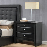 Black 2-Drawer Nightstand with Tray B062P209405