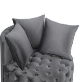 Contemporary Upholstered Tufted Leisure Chair Accent Chair,Dark Gray W2186P280247