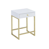 Coleen White & Brass Finish Accent Table B2726P270971