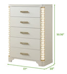 ZUN 5-Drawer Chest with side LED Lightning made with Wood in Beige 659436285736