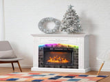 43" Shaker White Fireplace Media Console, Single Mantel with RGB Lights for 58783641