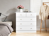 25.98"*15.75"*35.83" 4-Tier 5-Drawer Cabinet Drawer Dresser with Gold Handles White 41654231