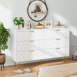 ZUN Modern white 6 Drawers Bedroom,Wooden drawers with Gold Handles, Chest Dresser with Deep Drawers 77731240