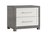 Two Drawers Nightstand Ivory and Gray Finish Bedroom Furniture 1pc B011P290769