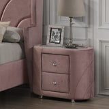 Velvet Upholstered Nightstand with 2 Drawers, Pink B016P257208