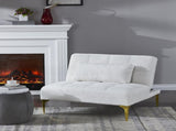Convertible sofa bed futon with gold metal legs teddy fabric W109768483