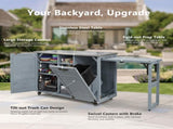 78.3" Outdoor Kitchen Island with Foldable Grill Table, Wooden Outdoor Grill Cart with Trash Can 28665239