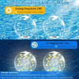 2 Pack Outdoor Solar Pool Lights, LED Light Up Balls with Remote, 3200K Warm Glow, 3 Lighting Modes 73295815