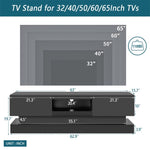 ZUN 63inch BLACK morden TV Stand with LED Lights,high glossy front TV Cabinet,can be assembled in Lounge W67963298