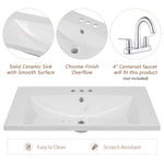 ZUN 30" Single Bathroom Vanity Top with White Basin, 3-Faucet Holes, Ceramic, White N725P171538K