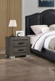 2 Drawers Wood Nightstand With Black Handles In Foil Grey SR015491