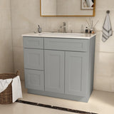 36 in. W x 21 in. D x 34.5 in. H in Shaker Grey Plywood Ready to Assemble Floor Vanity Sink Base T3210P282882