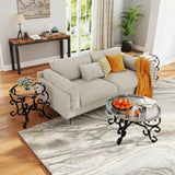 ZUN 3 Piece Tempered Glass Surface Coffee Table Set, Decor Coffee Table Round End Side Table with Sturdy W2167P220517