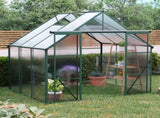 8X6FT-Green Double Door Polycarbonate Greenhouse Raised Base and Anchor Aluminum Heavy Duty Walk-in 16614730