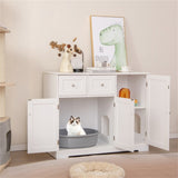 Cat Litter Box Enclosure With 2 Drawers 3 Doors Anti-Toppling Devices Storage 84617014